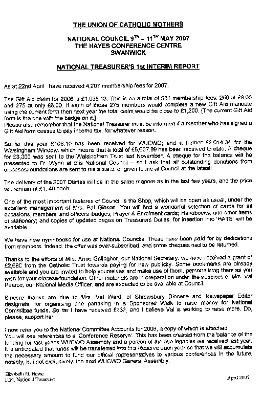 treasurers report